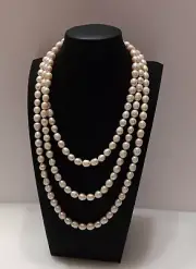 Pearls Brilliant White Natural Real Baroque ROPE 51" Necklace 8mm