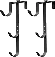 Fence Hooks for Pool Equipment | Set of 2 Pool Tool Metal Hanger | Width Adjustable, Weather-Resistant, Poolside Storage for Towel Skimmer Hose Leaves Rakes Nets