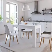 Modern Dining Table White 120x60x76 cm, Engineered Wood, Simple and Clean Lines, Easy to Assemble, Durable Kitchen Furniture for Dining Room, Sleek Dinner Table, Contemporary Wooden Style