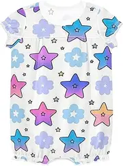 [miaozhen] New-Born Romper Ruffled Sleeve Jumpsuit Baby Girl Cotton Infant Bodysuit 6M Colorful Stars pijamas para bebes, Colorful Stars