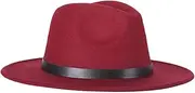 [kowaku] Women Jazz Hat with Belt Decoration with Sweat Absorbent Band Fedora Lady Top Hat for Events Travel Winter Fancy Dress Fall