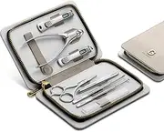 MR.GREEN Fashion Imprint Manicure Sets Professional Nail Clipper Set Personal Care Tool Kits Nial Cutter Gift With Leather Case (Beige(8Pcs Set))