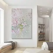 100% Hand Painted Oil Painting Artwork - Abstract Peach Blossom Texture Canvas Wall Art,For Living Room Bedroom Home Decorations Wall Decor,As Shown,50 X 75 Cm(20''X30'')