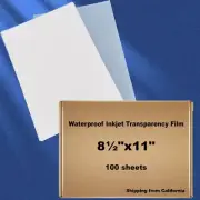 8.5"x11" Waterproof Inkjet Transparency Film for Silk Screen Printing 100 sheets