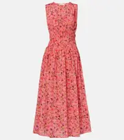 [Ulla Johnson] Ulla Johnson Sylvie floral silk midi dress AU 10 pink