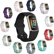 lepmok 12-Pack Band Compatible with Fitbit Charge 5 Bands Women Men, Breathable Soft Silicone Replacement Wristbands for Fitbit Charge 5 Advanced Fitness Tracker