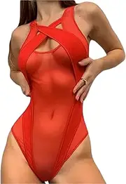 [JINZIJINYU] Sexy Bodysuits Lace Teddy Corset Sexy Female Mesh Halterneck Double Piece Jumpsuit Sexy Suit Tights Slim Fit