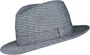 [Levine Hats] Bear Bryant Houndstooth Classic Fedora Hat - Black and White Checkered Pattern - Multiple Sizes