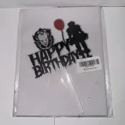 Pennywise Clown Shiny Grapic Happy Birthday Spellout Cake Topper New