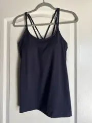 T by Talbots Women's Strappy Back Shelf Bra Tank Medium New Indigo Blue
