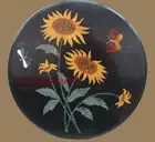 13" black marble side coffee table top inlay multi stone malachite decor room