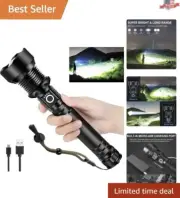Rechargeable 250000 High Lumens LED Flashlight - Super Bright - Tactical Zoom