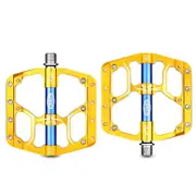 Bicycle Pedal Flat MTB Road 3 Bearings Bicycle Pedals Mountain Bike Pedals Wide Platform Pedal CX-V15 yellow_Free size