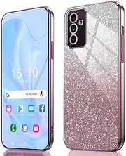[GOKEN] Case for Samsung Galaxy A34 5G - Shockproof Protective Case, Mobile Phone Case with Soft TPU Silicone, Electro-Plated Edges and Integrated Glitter Card with Glitter, Cover Case, Gradient Pink