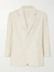 [The Frankie Shop] The Frankie Shop - Aiden Pinstriped Twill Blazer - Off-white - medium medium Off-white