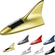 Shark Fin Solar Warning Light for Car, Shark Fin Antenna Solar Power Led Warning Tail Light, Radio Aerial Strobe Lights, Radio Antenna Base Replacement for Any Vehicle (Gold)