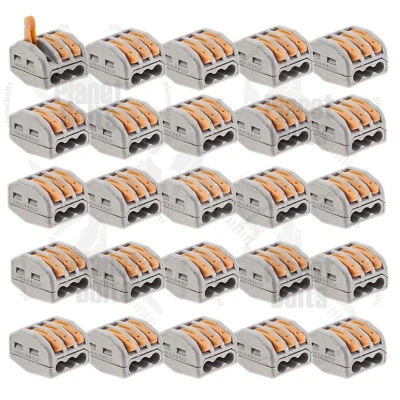 3 Pole 25x Lever Lock Reusable Electrical Connector Wire Clamp Terminal Block