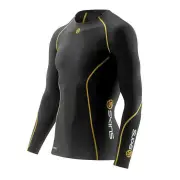 Skins Mens Compression Long Sleeve Top - Black/ Yellow - US S