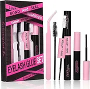Lash Bond And Seal, Remover, Tweezers Kit Long-Lasting, Waterproof For DIY Eyelash Extension At Home Use Beginners Friendly Kit 4-in-1
