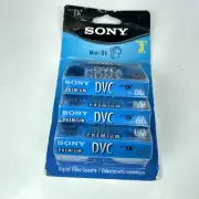 Sony DVC Mini DV 60 LP-90 Premium Digital Video Cassette Tapes 3 Pack NEW