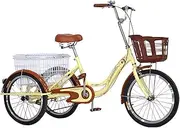 Tricycle for Adults, Comfort Bicycles Outdoor Sports Adult Tricycle with Large Basket 3 Wheel Cruiser Bike for Recreation Shopping Picnics Exercise
