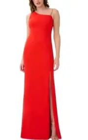 Aidan by Aidan Mattox Womens Red SIDE SLIT Polyester Evening GOWN