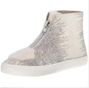 Loeffler Randall Women's Devin Embossed Lizard Nubuck Fashion Sneaker, Cream 6.5