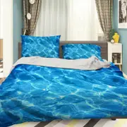 3D Blue Water 200 Bed Pillowcases Quilt Queen Size