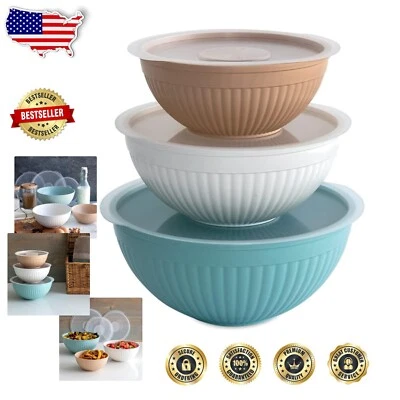 Versatile 6-Piece Microwave Safe Mixing Bowls in Earth-Tones - Classic Style
