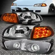 [LED CORNER TURN SIGNAL]FOR 92-95 HONDA CIVIC HEADLIGHT+CLEAR DRIVING FOG LAMPS (for: Honda Civic)