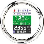 HAN-Store 85mm 6 in 1 Multi-Functional Digital Gauge GPS Fuel Level Water Temp Oil Pressure 0~10Bar with Alarm Fit for Car Boat Tacho Meter (Color : WS)