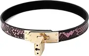 Snakeskin shape collar leather neck cuffs sexy necklace with lock, lockable collar choker SM bondage collars choker adult restraints sex games for couples for men and women