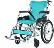 Folding Wheelchairs for The Elderly,Lightweight Aluminum Portable Wheelchairs That Can Also Be Used by The Disabled,with Double Brakes and Handle Straps,Portable (Green Big Wheel)