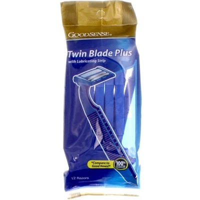 2 Pack GoodSense Twin Blade Plus Disposable Shaving Razors, 12 Ct