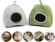 TianYun MJ - Guinea Pig Bed Hamster Beds 2 Pack,Washable Guinea Pig Cage Accessories Small Animal Bed Hideout for Hamster, Guinea Pig, Hedgehog .Hamster Hideout(Green&Gray)