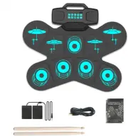 Electronic Drum Set for Kids & Adults, 9 Pads Practice Drum Pads, Roll-Up Electr