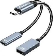 KOOPAO USB C OTG Charge Adapter,PD 60W OTG 2 in 1 Type C Splitter Fast Charging with USB C and USB A Port Compatible with iPhone 15/Plus/Pro, MacBook Pro,Chromebook, Galaxy,Notebook,Google Pixel 5