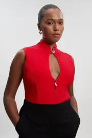 Plus Size Figure Form Bandage Sleeveless Knit Top
