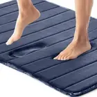 Striped Memory Foam Bathroom Rug, Soft Absorbent Velvet Bath Mat, Dots on Unders