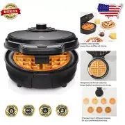 Anti-Overflow Waffle Maker with Stainless Steel Finish & 7 Customizable Shades