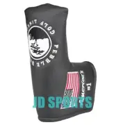 Black Leather USA Pebble Beach Golf Club Blade Putter Head Cover