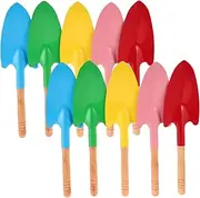 BESPORTBLE 10pcs Wooden Handle Garden Shovels Small Portable Digging Tools for Flower Planting and Outdoor Gardening Comfortable Grip Shovels