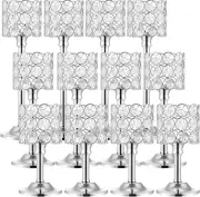 12 Pieces Crystal Candle Holders Set 3 Sizes Tall Crystal Wedding Candlestick Ho