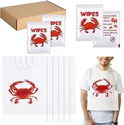 100 Pcs Crab Bib Lobster Bib Wet Wipe Bundle 50 Pcs Disposable Adult Bibs 50 Pcs Moist Towelettes for Seafood Fest