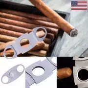 Silver Stainless Steel Pocket Cigar Cutter Knife Double Blades Scissor Shears HO