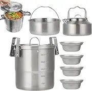 Mwqpgyh Backpacking Cookware, Kettle Set, Lightweight Survival Gear for Adults Backpacking Outdoor Travel Lawn Picnic Backyard Hiking