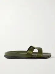 [Ancient Greek Sandals] Ancient Greek Sandals - Desmos Cutout Satin Slides - Army green - IT35 IT 35 Green