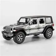Die-cast 1:22 for Jeep Wrangler SUV Model Car Diecast 7 Doors Opened Sound Light Pull Back Simulated Mini Off-Road Vehicle Miniature Vehicle(Gray)