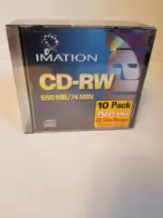 Vintage CD RW 650MB 74 MIN 10 pack Imation 1999 new sealed