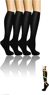 [Generic] Honwor 4-Pack 20-30 mmHg Compression Socks for Athletes, Pregnancy, Travel - Boost Circulation, Reduce Swelling, Enhance Performance
